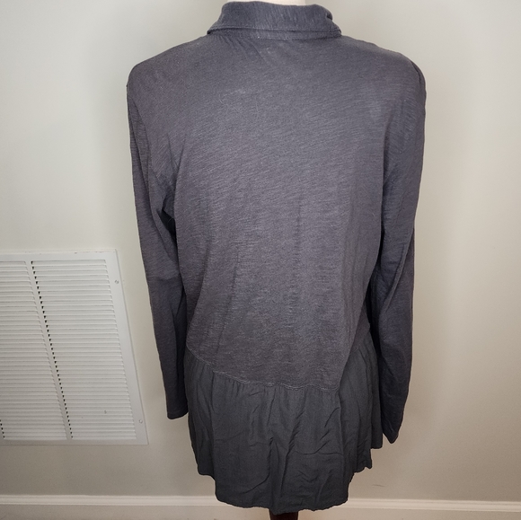 Anthropologie Meadow Rue Dark Grey 3/4 sleeve button down shirt Size L - Picture 4 of 15